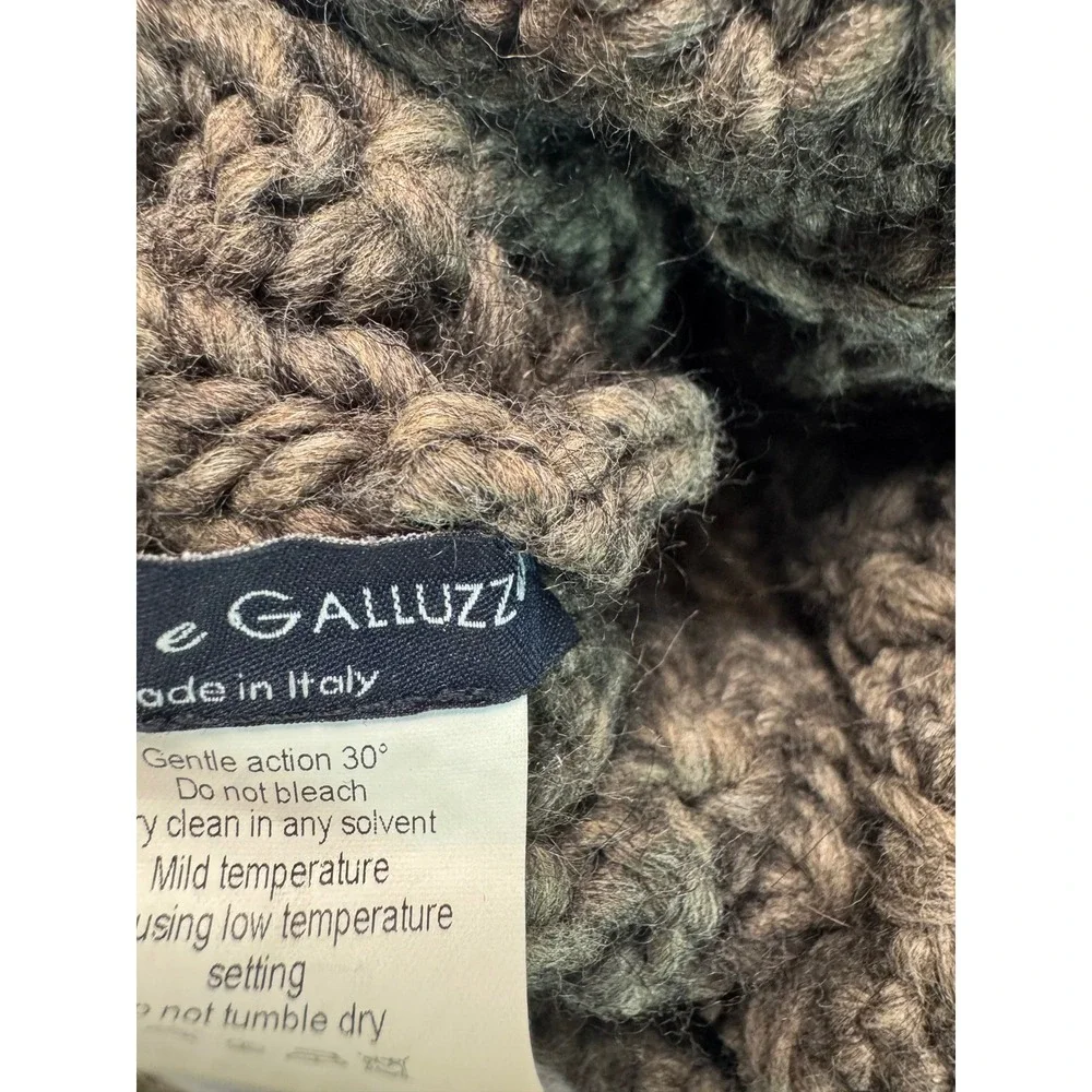 Cintelli e Galluzzo Brown Chunky Knit Beanie Alpaca Wool Blend Made in Italy Hat